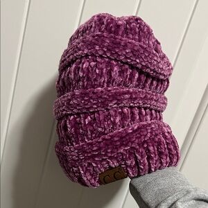 C.C Plush Knit Beanie Purple